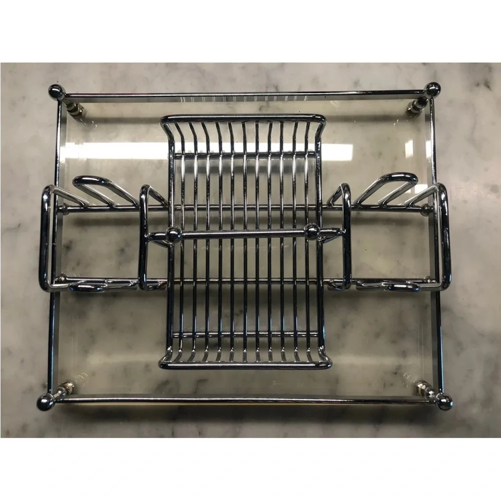 Vintage Barclay & Geneve‎ Flatware Buffet Caddy Organizer Chrome Acrylic 11